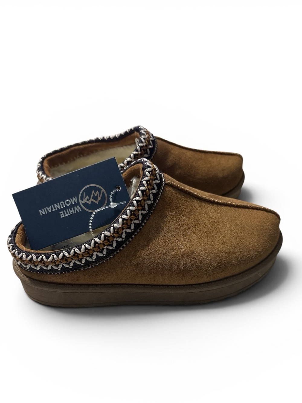 White Mountain Kids Tan Brown Braided-Trim Slip-On Slippers